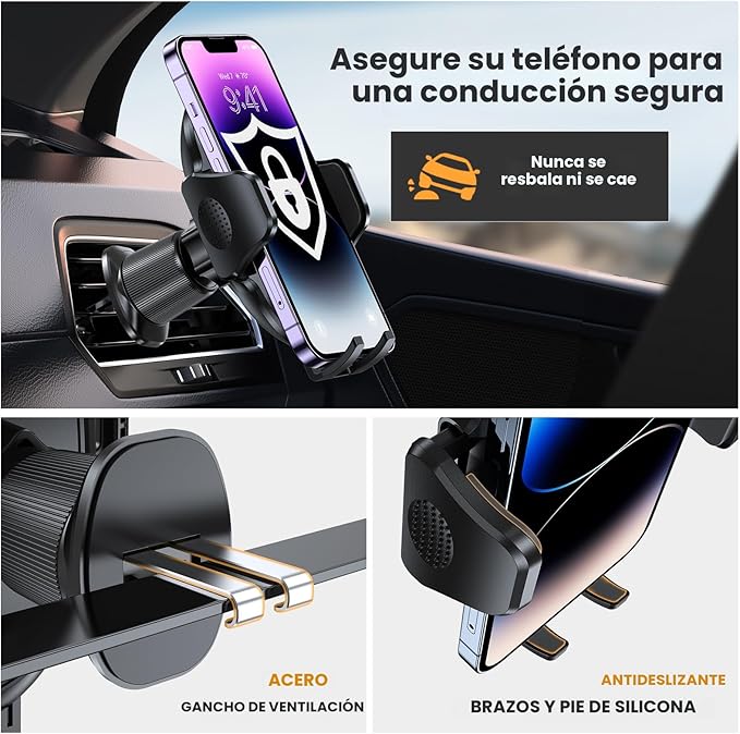 Miracase Soportes para teléfono para tu coche con gancho de metal, soporte para teléfono celular de ventilación de aire, soporte universal para automóvil para Garmin GPS Fit iPhone Android