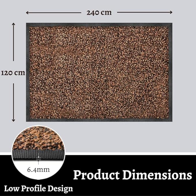 Tapete Atrapa Suciedad Interior y Exterior | 120x240 cm | Antideslizante | Café y Negro