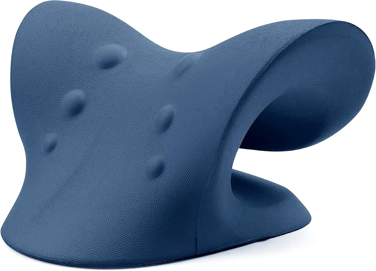 Relajador de cuello y hombros RESTCLOUD, dispositivo de tracción cervical para el alivio del dolor de la ATM y la alineación de la columna cervical, almohada quiropráctica, estirador de cuello (azul)