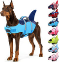 Chaleco salvavidas para perros AOFITEE, chaleco salvavidas para perros para nadar, chaleco de natación Shark Dogs con asa de rescate y franja reflectante, traje de baño flotante Ripstop para mascotas, salvavidas para perros pequeños, azul XL
