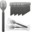 EUSOAR Tenedores y cucharas de plástico, 100 piezas, 6.8" x 1.3", cubiertos desechables resistentes, juego de cubiertos envueltos individualmente para fiestas, picnics, bodas, cumpleaños y reuniones navideñas.
