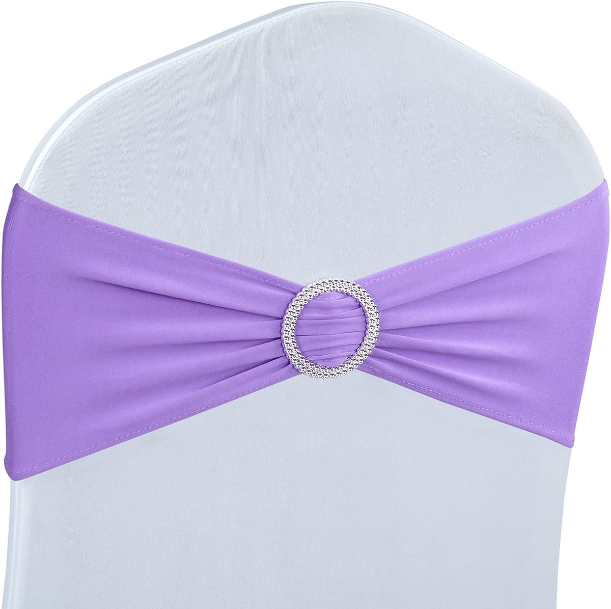 INCOMPLETO-Lazos y cintas elásticas para sillas - Babenest 50 piezas Banda elástica premium para fundas de sillas con hebilla deslizante Lazos elásticos universales para sillas para decoración de bodas, fiestas, recepciones y banquetes (morado)