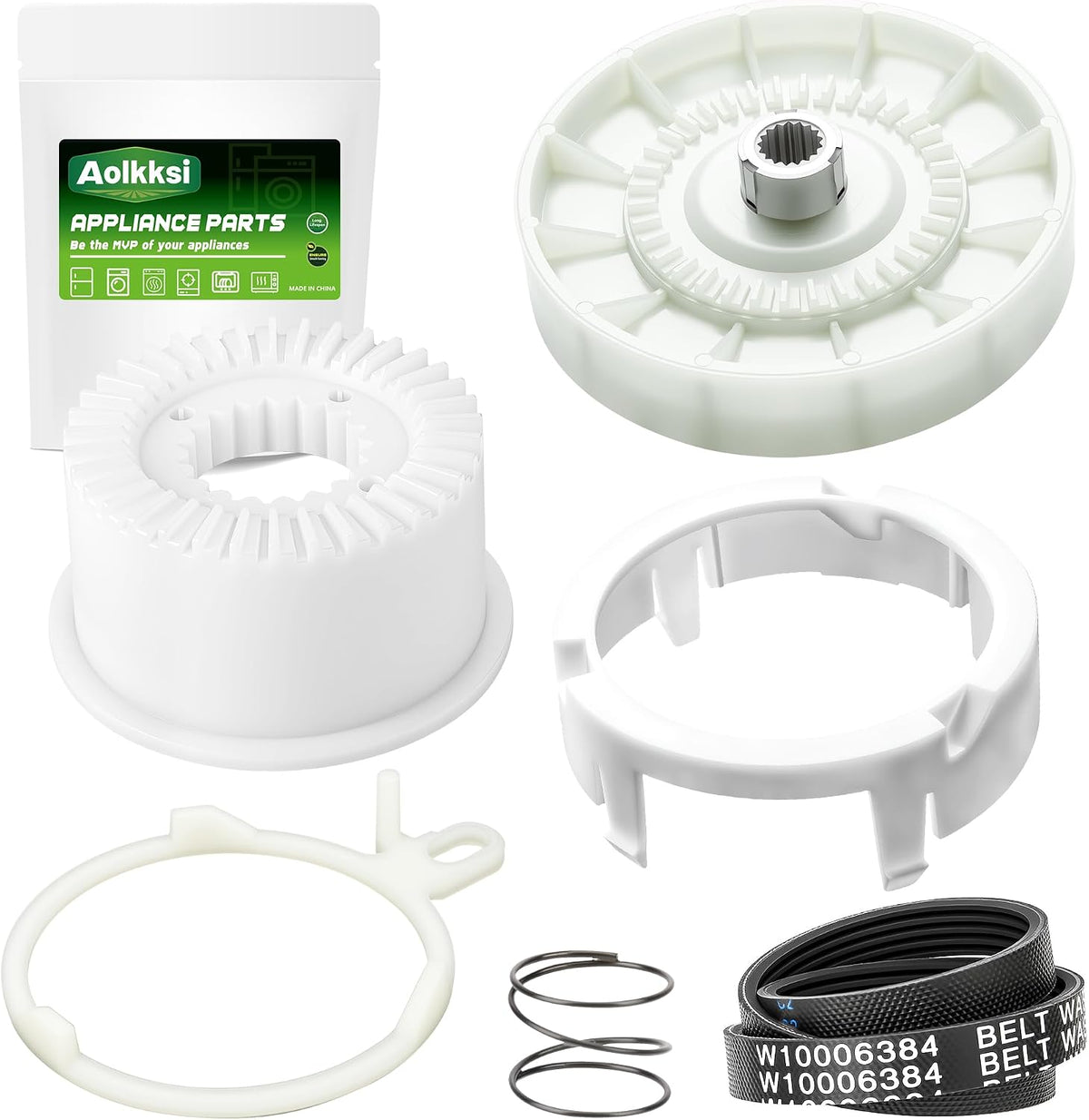 Kit Polea Clutch W10721967 y Correa de Transmisión W10006384 – Repuesto para Lavadoras Whirlpool, Maytag y Kenmore