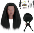 Cabeza de maniquí con cabello humano de 16 pulgadas, cabeza de muñeca de cosmetología con cabello humano 100 % real, cabeza de entrenamiento para peluquería, práctica de trenzado y peinado con soporte de abrazadera. 