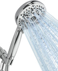Cabezal de ducha de 6 posiciones con ducha de mano, cabezal de ducha de mano de alta presión JDO, juego de cabezal de ducha desmontable cromado de 12 cm con manguera de acero inoxidable de 150 cm y soporte de cabezal de ducha ajustable.