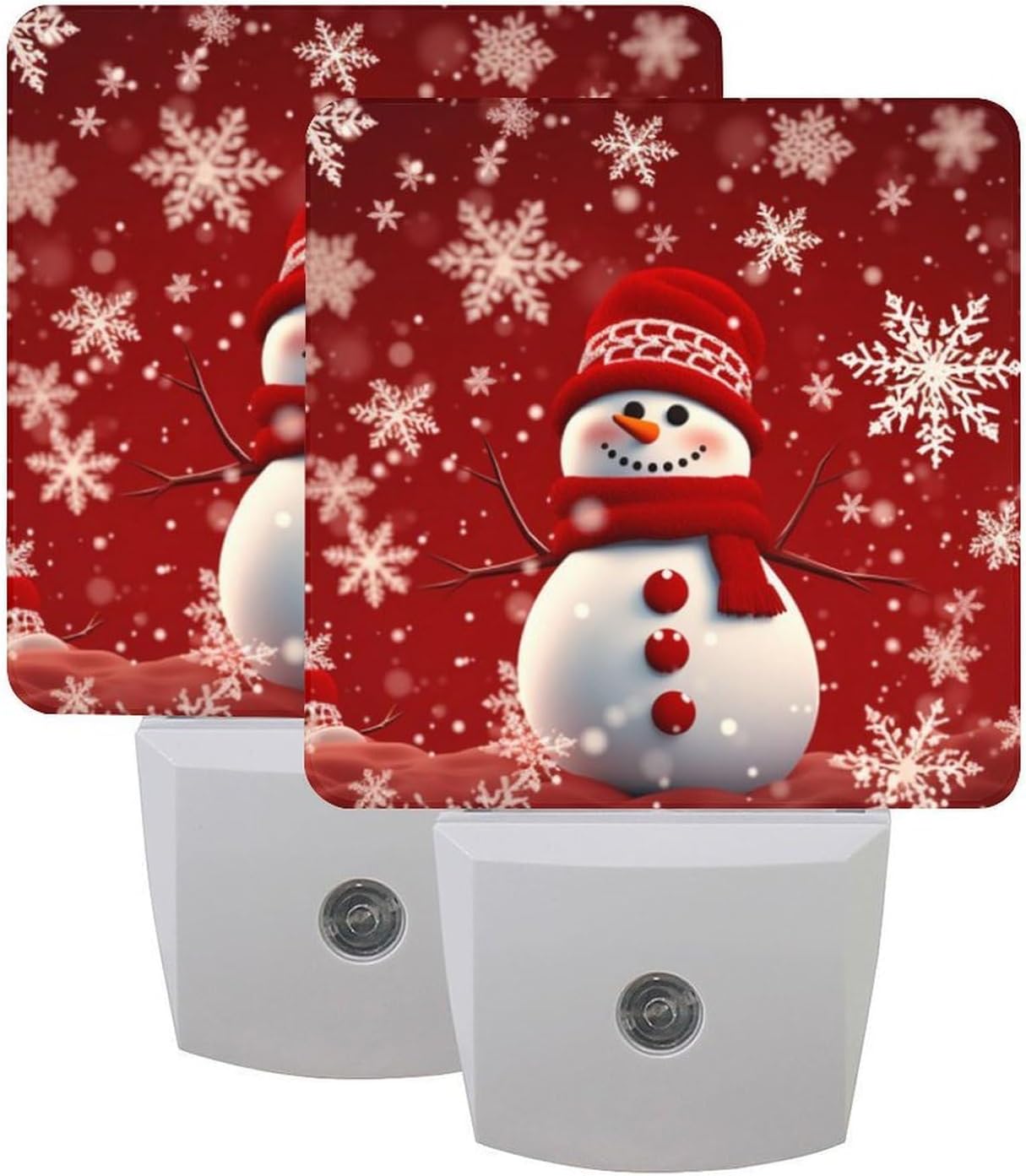 ouyilazl Christmas Snowman Night Light, 2Pack Xmas Nightlights Plug-in, Dusk to Dawn Smart Sensor Led Nightlight for Bedroom Bathroom Kitchen Hallway Stairs Energy Efficient Decor Desk Lamp
