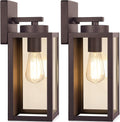 Apliques de pared para exteriores BesLowe, faroles de pared impermeables para exteriores, apliques de porche marrones con casquillos E26, luces exteriores modernas para patio, puerta principal y entrada, paquete de 2