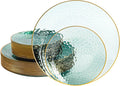 Platos Plástico Verde y Dorado Brolifon Pack 80 – Desechables Resistentes para Cena y Postre en Fiestas, Bodas y Eventos