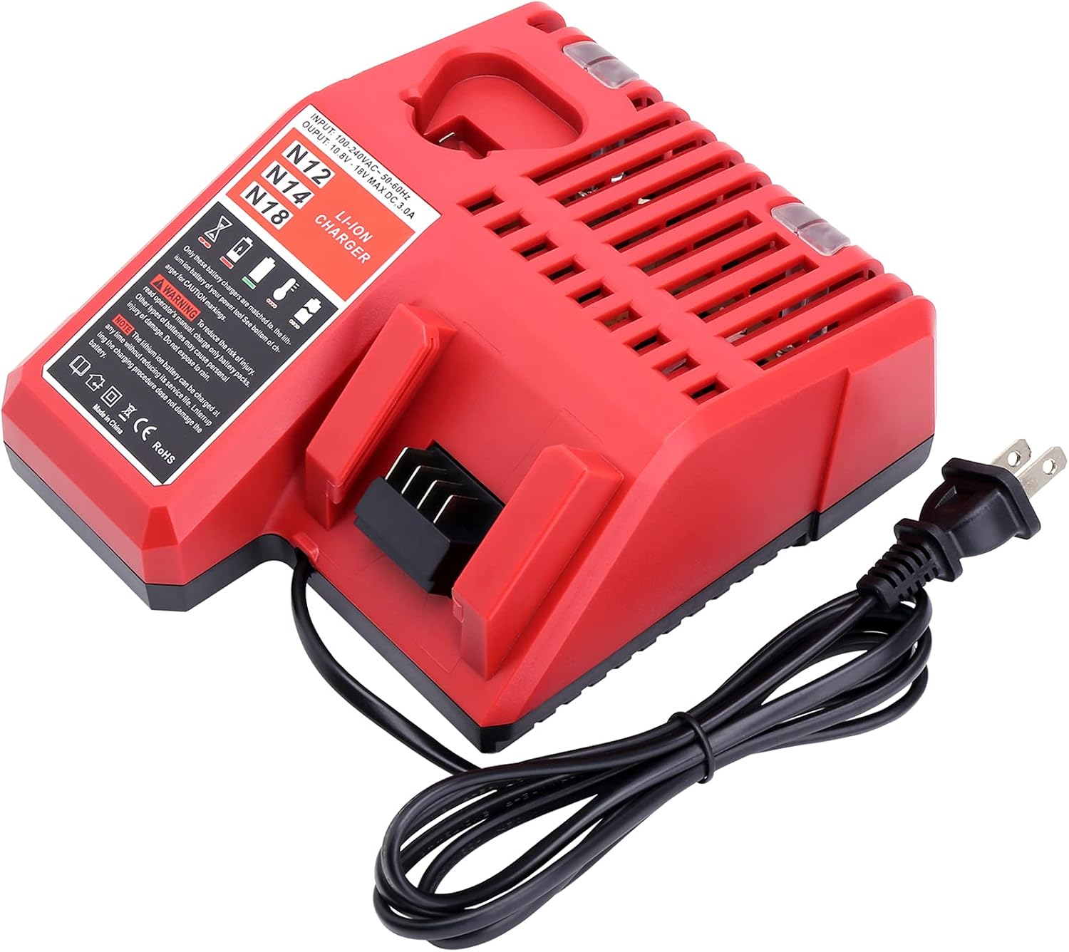 M-12 M-18 Multi-Voltage Battery Charger Compatible with Mil-waukee - Lasica 3.0A 12V/18V 48-59-1812 Rapid Charger Compatible with Mil-waukee M-12 or M-18 Lithium Heated Jacket Power Tool Battery Packs