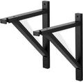 Rustic State Wall Mount Wooden Triangle Sconce Bracket for Hanging Plug in Pendant Light Lamp Cord Kit Fixture - DIY Shelf Project - Decorative Wall Plant Hanger - Black - Set of 2