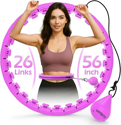 Aro de hula-hula con peso JLoibao con 26 eslabones (56 pulgadas) para adultos que desean perder peso, aro de fitness Infinity de talla grande, equipo de ejercicio inteligente para mujeres.