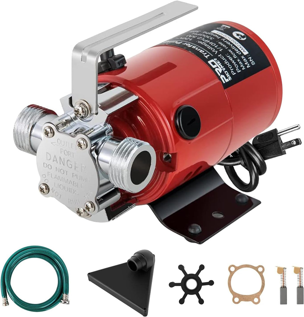 Bomba de uso general, Prostormer 1/10HP 120V Mini bomba eléctrica portátil de transferencia de agua 330 GPH Equipo de plomería con kit de manguera de agua Ideal para patio, jardín, drenaje de piscina