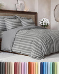 Funda de Edredón Full 3 Piezas con Cierre – Rayas Grises, Ultra Suave y Transpirable, 80" x 90"