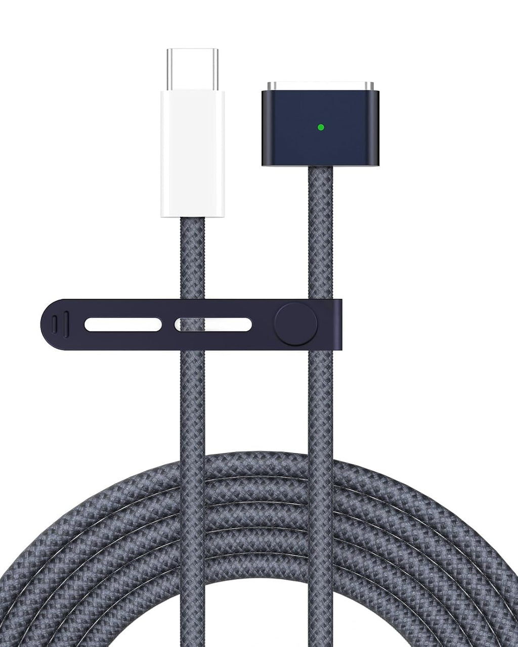 Cable de carga USB C magnético de 3 puertos para MacBook Air de 13,6 y 15 pulgadas, MacBook Pro de 14 y 16 pulgadas, M5, M4, M3, M2, M1 (2026, 2025, 2024, 2023, 2022, 2021), cable trenzado y LED, potente imán, calidad original, 3 metros (10 pies), color