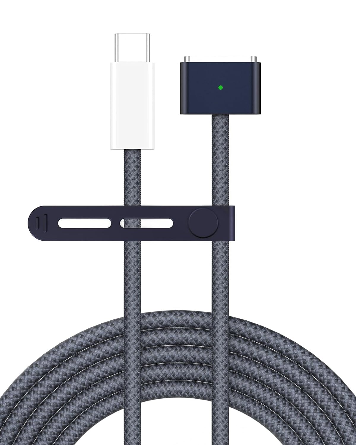 Cable de carga USB C magnético de 3 puertos para MacBook Air de 13,6 y 15 pulgadas, MacBook Pro de 14 y 16 pulgadas, M5, M4, M3, M2, M1 (2026, 2025, 2024, 2023, 2022, 2021), cable trenzado y LED, potente imán, calidad original, 3 metros (10 pies), color
