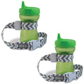 PBnJ Baby SippyPal Correa Sujetadora de Vaso para Bebé | Tether Anticaídas | Diseño Chevron Gris | Pack de 2