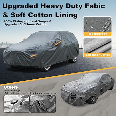 GUNHYI – Funda para Auto 16 Capas | Impermeable Todo Clima | Uso Rudo | Ajuste Universal para Sedanes | Toyota, Tesla, Honda, Nissan, Kia, Hyundai y Más