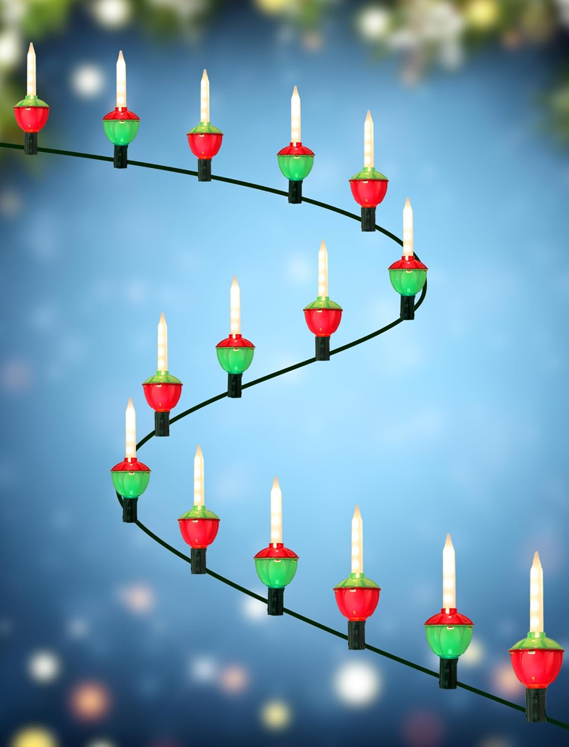 Hobbynors Vintage Christmas Bubble Lights - 15.5ft Strand with 15 Nostalgic Bubbling Candles, Warm White Glow & Green Wire - Classic Retro Christmas Tree Lights for a Cherished Holiday Display
