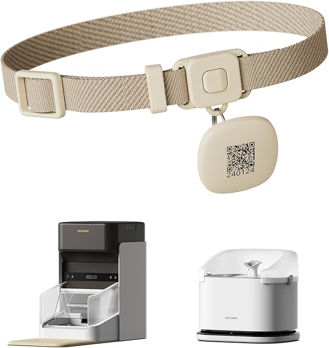 PETLIBRO Etiqueta de collar RFID mejorada para un alimentador automático RFID PLAF301 y monitoreo de aplicación inteligente Fuente de agua para gatos múltiples PLWF305, sensor de collar ligero y compacto con diseño de liberación a presión