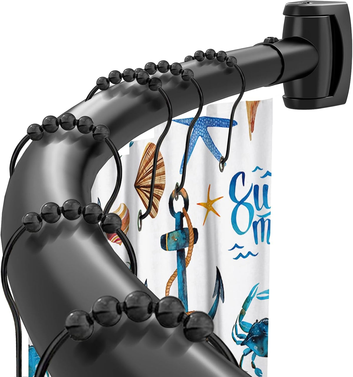 Varilla Cortina Ducha Curvada Negra 33-78 Pulgadas Diseño Ajustable Empalme Debe Taladrar, Varilla Cortina Ducha Redonda Curvada Resistente Óxido, Acero Inoxidable Premium para Baño, Bañera, Cabina