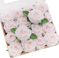 Flores artificiales Ling's moment, 16 rosas de seda rosa pálido con tallos, rosas Vendela falsas de 8,9 cm (3,5") estilo shabby chic, paquete a granel para ramos de boda, centros de mesa, fiestas, baby showers y decoración del hogar.
