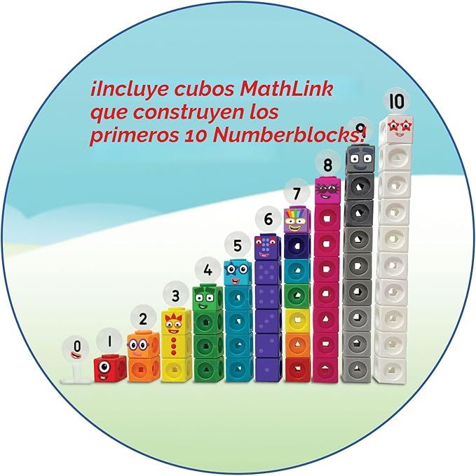 hand2mind MathLink Cubes Numberblocks Juego de Actividades 1-10, 30 Actividades de Aprendizaje Preescolar, Bloques de Conteo, Cubos de Enlace, Juguetes Educativos para Niños, Juegos de Números