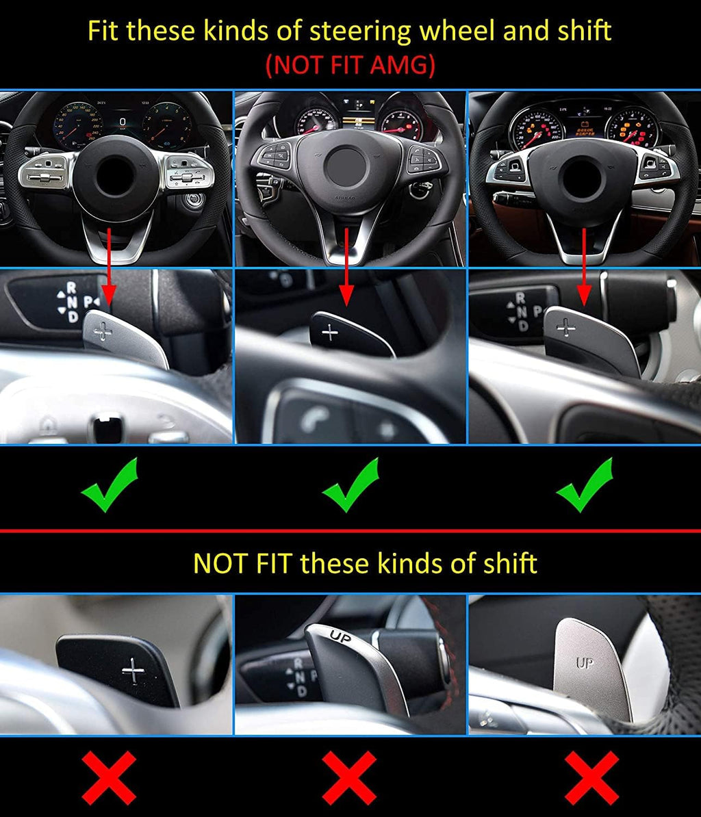Aluminum-Alloy Steering Wheel Paddle Shifter Extension Compatible with Mercedes Benz A B C CLA CLS E G GL GLA GLC GLE GLS Metris S SL SLC Class (Black)
