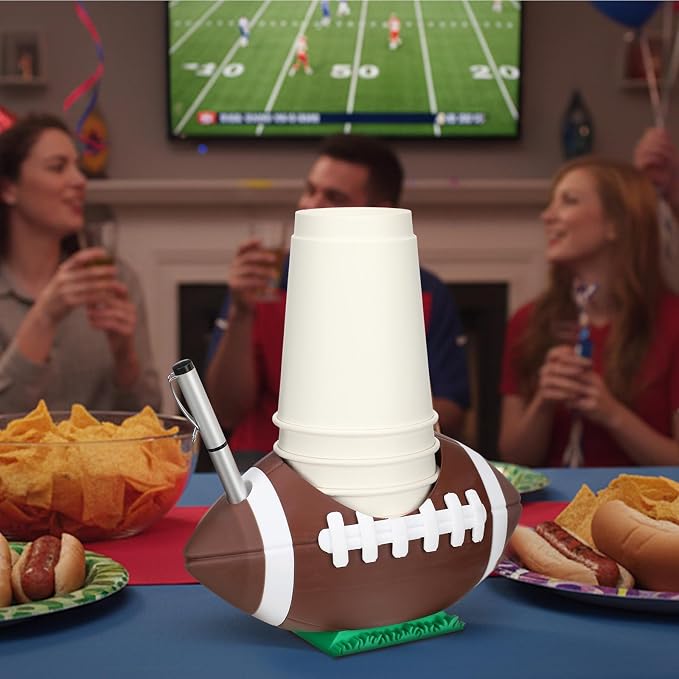 Soporte para tazas de fiesta de fútbol con ranura para marcador, decoraciones de fiesta de fútbol, soporte desechable para vasos de bebida