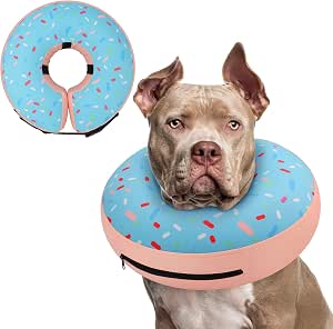 Collar de dona para perro, alternativa a los conos tradicionales o suaves para perros, cono inflable poscirugía para perros pequeños (rosa)