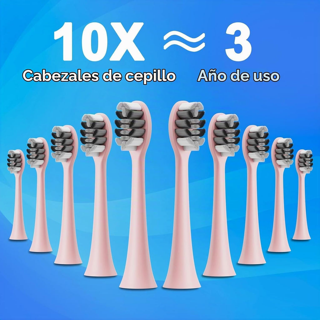 Kuicur Cepillo de dientes eléctrico suave portátil con estuche de viaje, duración de la batería más grande de 90 días, 10 cabezales de cepillo, 5 modos de limpieza profunda, diseñado ergonómicamente