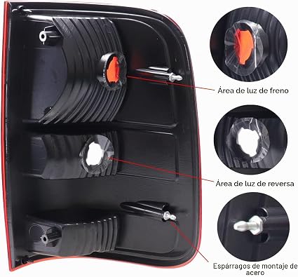 USADO-Ensemble de luz trasera compatible con Ford F-150 F150 2004 2005 2006 2007 2008, lado del conductor y del pasajero, luz de freno trasera, carcasa de reemplazo FO2800182, FO2801182, 5L3Z-13405-CA, 5L3Z