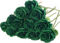 Felice Arts 12 Rosas Verdes Artificiales con Tallo | Rosas de Seda para Jarrón, Ramo de Flores Falsas para San Patricio, Boda, Mesa y Decoración Navideña