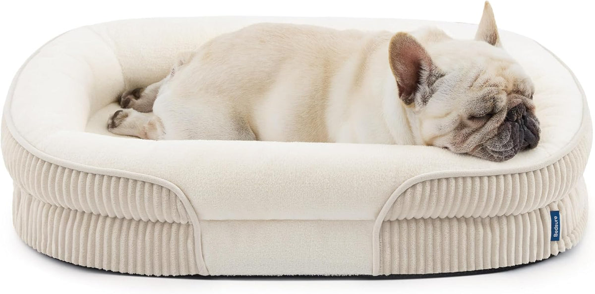 Bedsure Cama ortopédica ovalada para perros de tamaño mediano