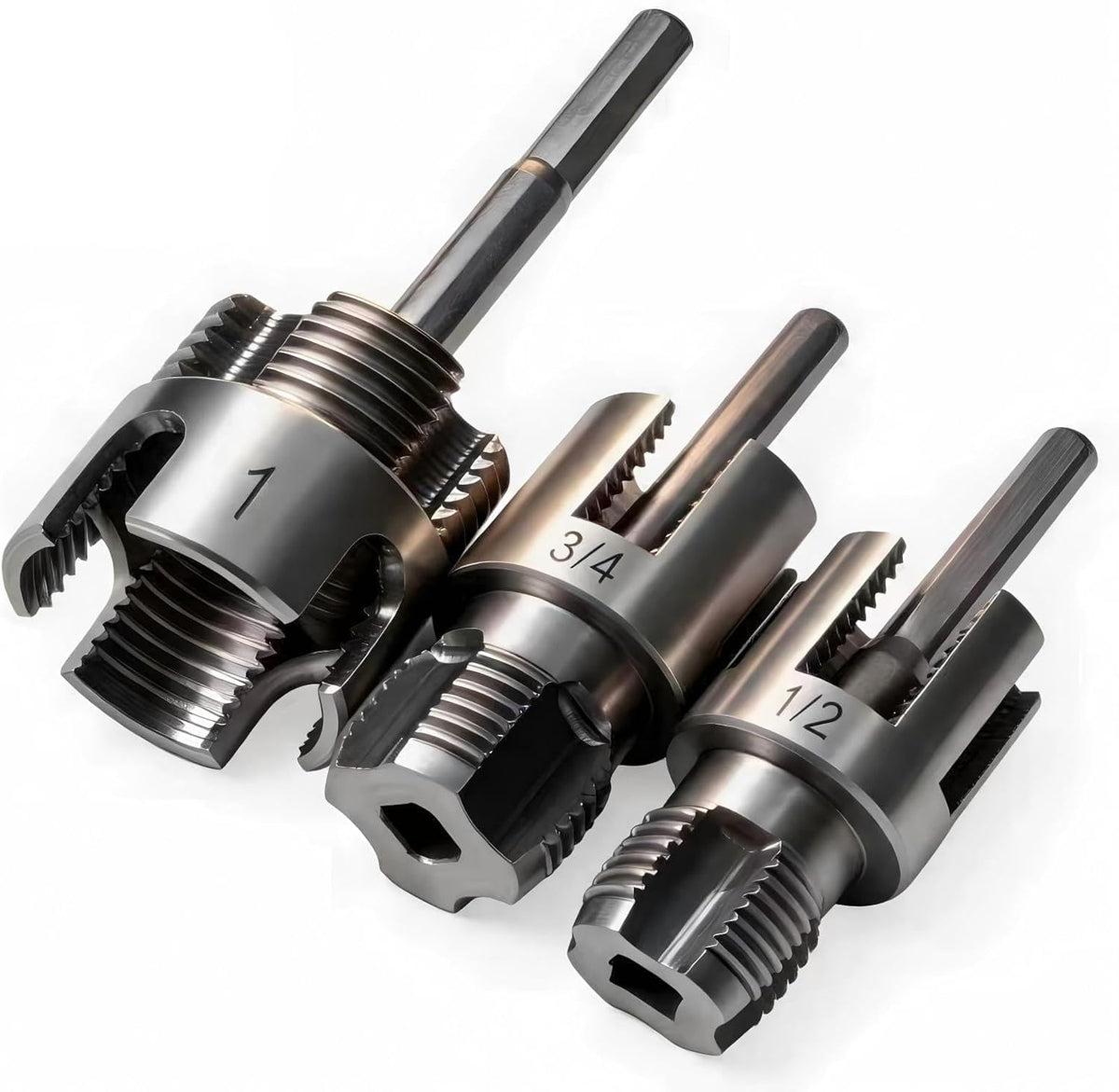 Kit de Roscado para Tuberías Kopdisp – 3 Matrices de Acero Aleado 1/2", 3/4" y 1", Roscado Interno y Externo para PVC