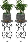 NAKUPE Metal Plant Stands 2 Pack, Heavy Duty Plant Pedestal 17" Tall, Single Flower Pot Holder for Indoor, Outdoor, Patio, Porch, Garden, Balcony, Black