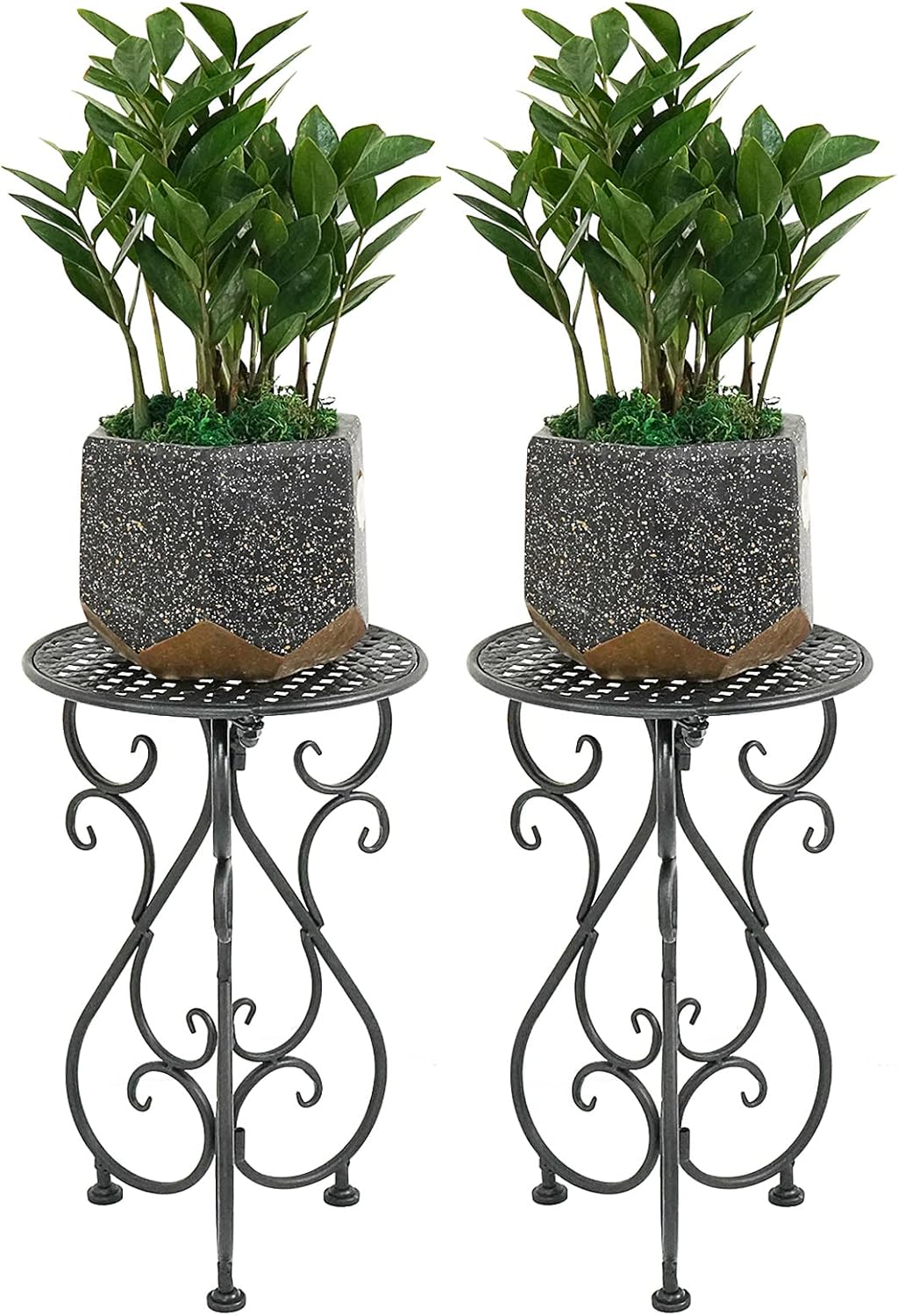 NAKUPE Metal Plant Stands 2 Pack, Heavy Duty Plant Pedestal 17" Tall, Single Flower Pot Holder for Indoor, Outdoor, Patio, Porch, Garden, Balcony, Black