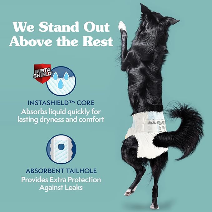 Simple Solution Pañales desechables para perros, pañales para perros hembras, entrenamiento para cachorros, protección contra incontinencia y ciclo de calor, pañales medianos para perros