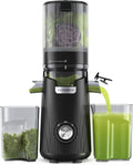 Exprimidores ACOQOOS, Tolva de 5.3" de ancho para frutas y verduras enteras, 1.8 L, Alimentación automática, Ahorro de tiempo, Masticación lenta, Alto rendimiento, Fácil de limpiar, Exprimidor de prensado en frío con 2 tazas 