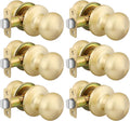 Perillas de Puerta Goldenwarm Dorado | Perillas de Paso para Closet y Pasillo | Oro Cepillado sin Cerradura | Paquete de 6