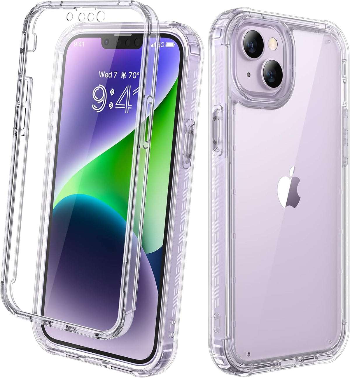 Diaclara Case para iPhone 14 | Cuerpo Completo Resistente con Protector de Pantalla Tactil Integrado | Con Protector de Lente | 6.1 Pulgadas | Transparente