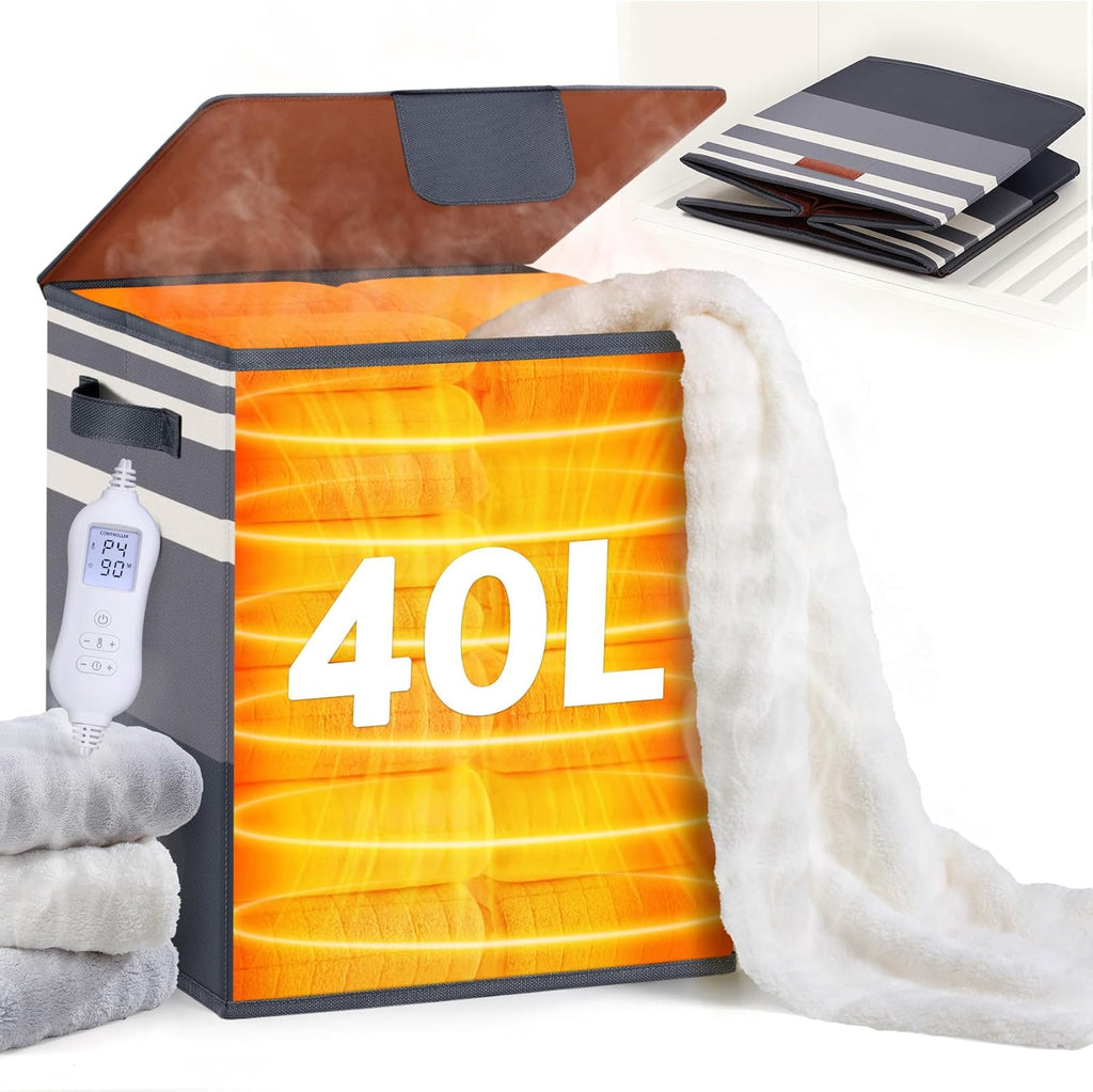 Leroci Calentador de Toallas Plegable 40L – 4 Modos, Apagado Automático y Caja de Regalo