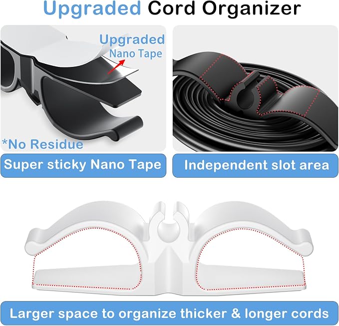 Lancord Organizador de Cables para Electrodomésticos, Paquete de 8 Organizadores de Cables de Electrodomésticos de Cocina Mejorados Adhesivos Organizador de Cables para Electrodomésticos Envolvedor