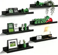 upsimples – Set 6 Repisas Flotantes de Pared | Madera Montada en Pared | Para Decoración y Almacenamiento | Dormitorio, Sala, Baño y Cocina | Color Negro