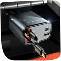 LISEN - Cargador retráctil para automóvil, adaptador de cargador de automóvil USB C de 69 W, carga rápida para iPhone 16, 15, 14, 13, 12, Samsung