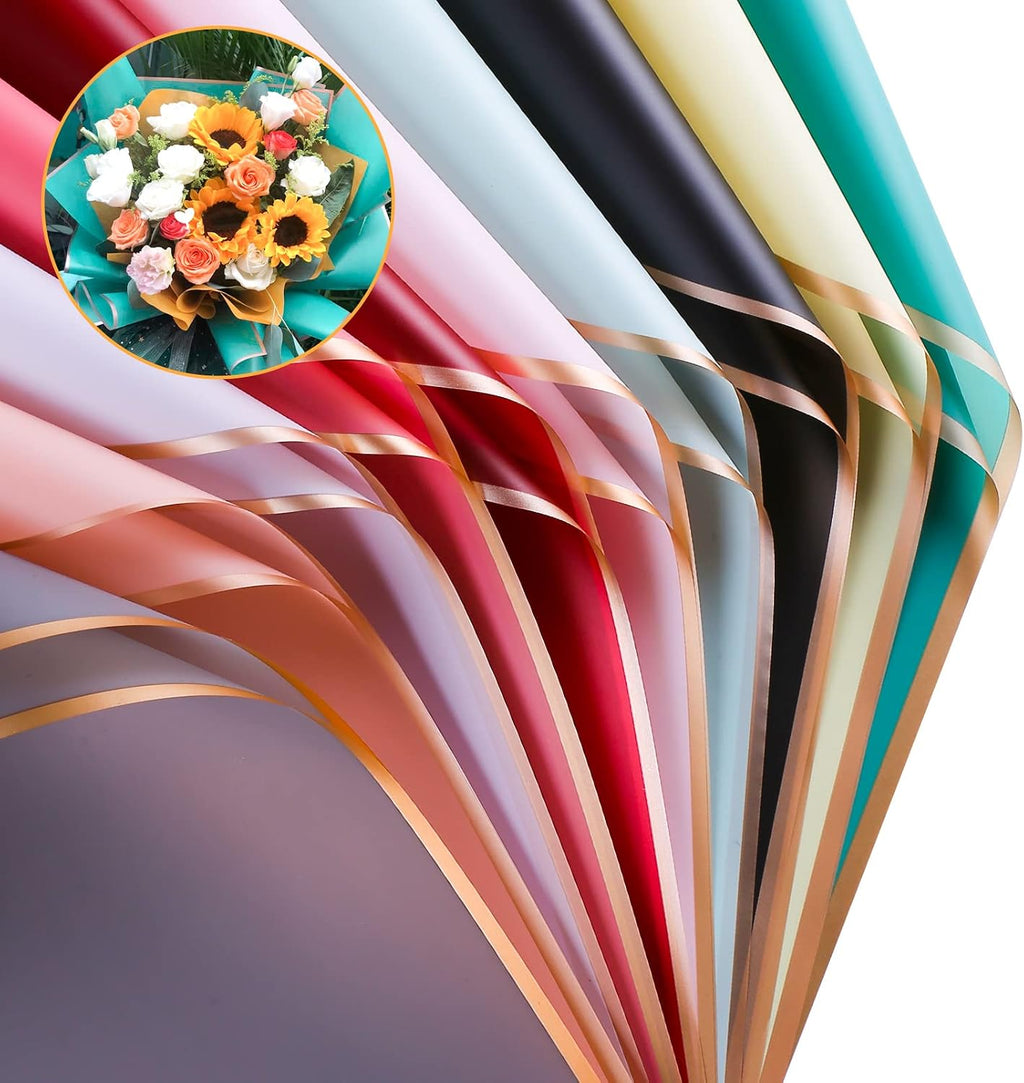 Papel para Envolver Flores FUSHENMU 20 Hojas | Papel Impermeable para Ramos de Floristeria y Manualidades DIY, Empaque de Regalo