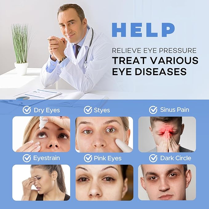 Ezona Máscara térmica para ojos, máscara de compresión ocular cálida para ojos secos, almohadilla térmica eléctrica USB con control de temperatura y temporizador, máscara de ojos secos para blefaritis