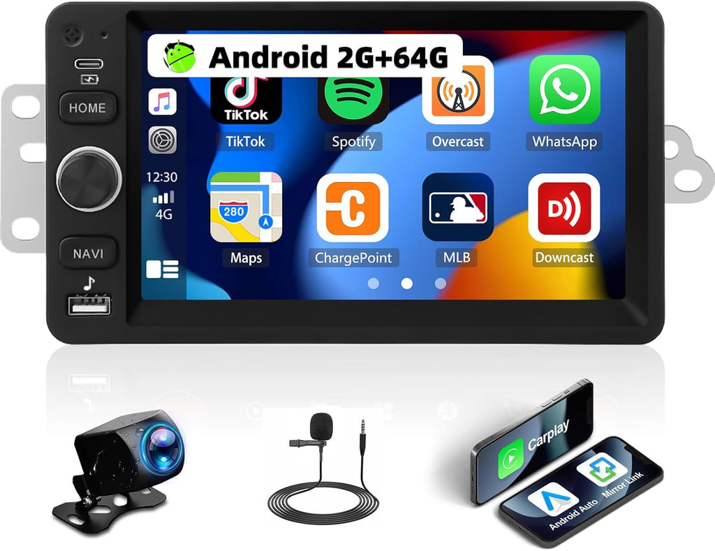 Radio estéreo para coche Android 2G+64G para Chevy Chevrolet Silverado SSR Tahoe 2003-2006, GMC Siera Yukon 2003-2006, Hummer 2003-2006. CarPlay inalámbrico, Android Auto, GPS, pantalla táctil de 7 pulgadas, EQ, SWC, cámara de respaldo. 
