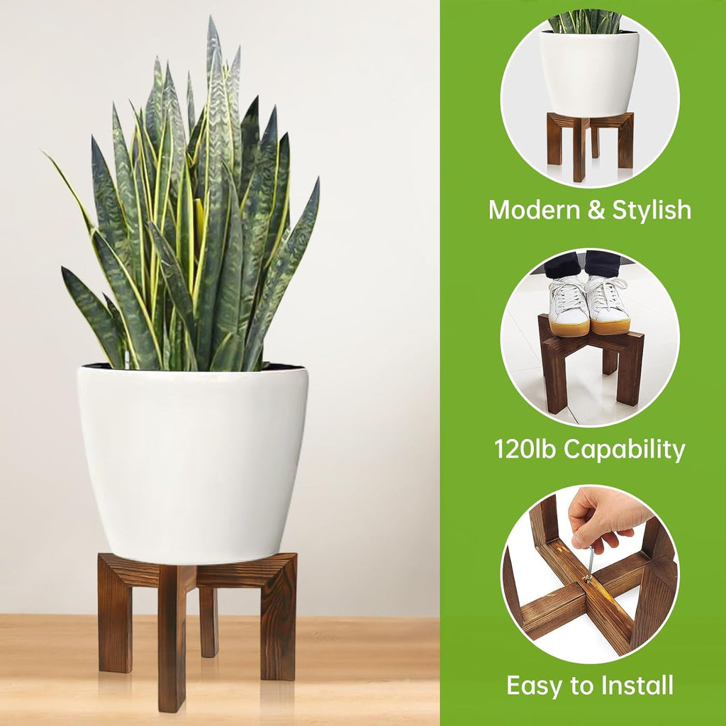 Soporte de madera para plantas para interiores y exteriores, soporte para macetas de gran tamaño, soporte resistente y estable, se adapta a la mayoría de macetas de tamaño en la habitación