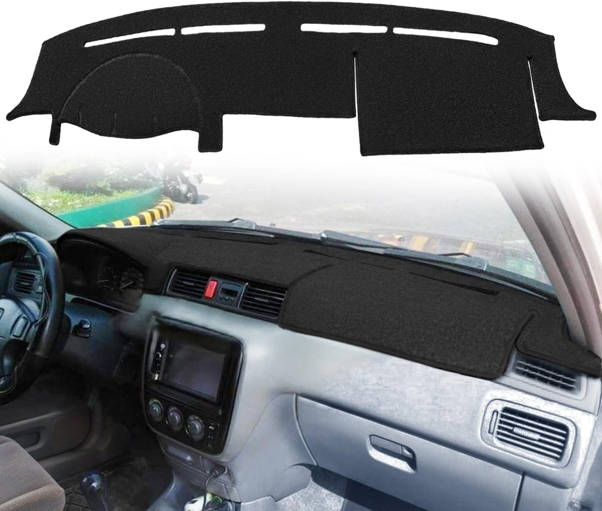 Alfombrilla protectora para salpicadero a medida para Honda CRV, tapa protectora de salpicadero J244 (Negro)