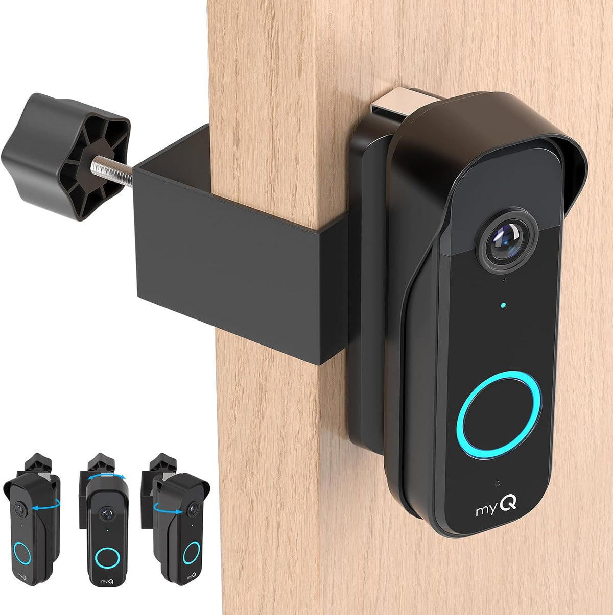 Soporte Anti Robo para Timbre Cámara myQ | Ángulo Ajustable 40-140° | Sensor de Movimiento | Negro